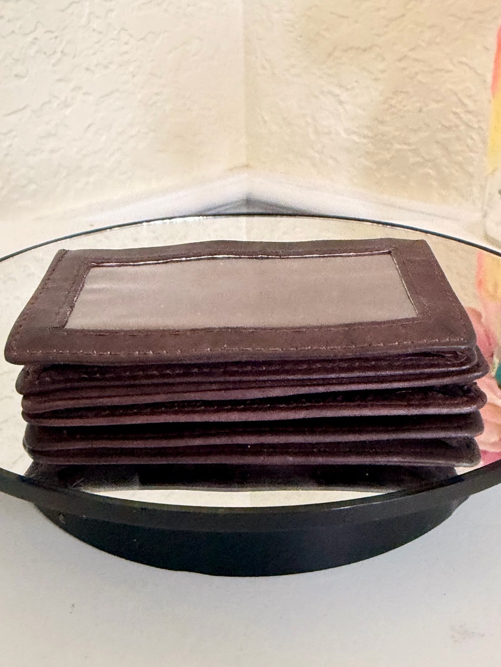 Distressed Rugged Soft Genuine Leather Bifold Compact Wallet ID Card Window - Picture 9 of 14